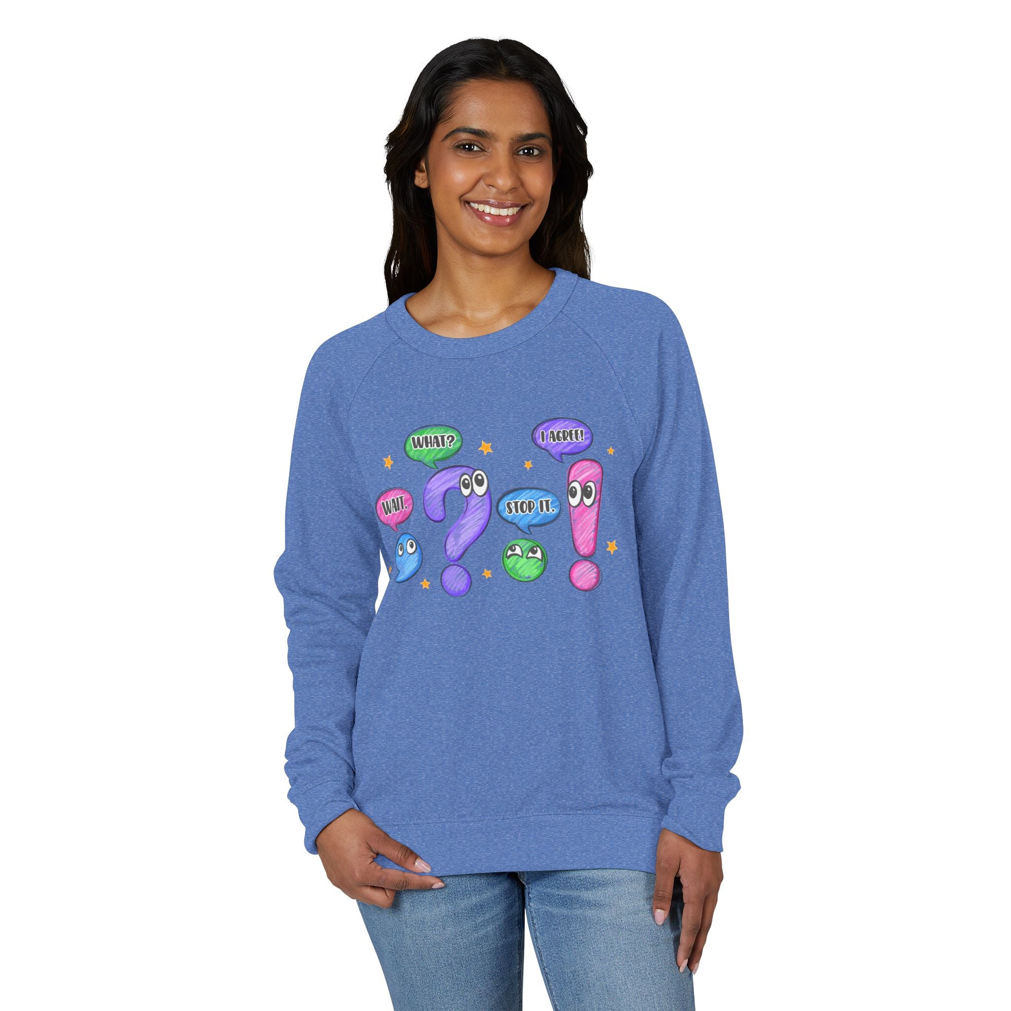 Cute Question Mark Characters Crewneck | Whimsical Punctuation Sweatshirt