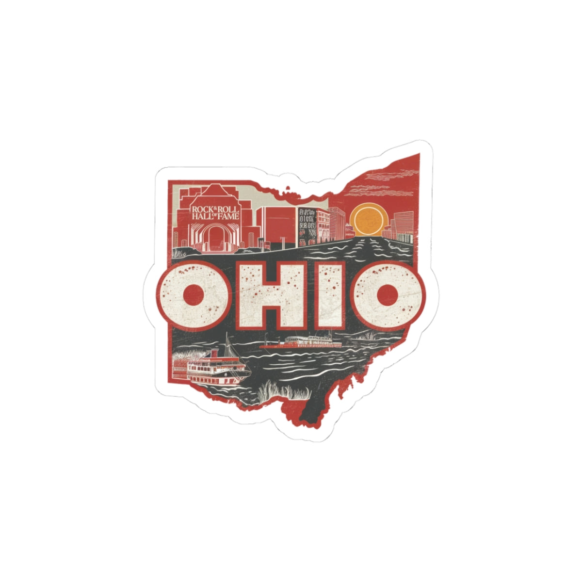 Ohio state skyline Sticker | Kiss-cut Ohio map decal