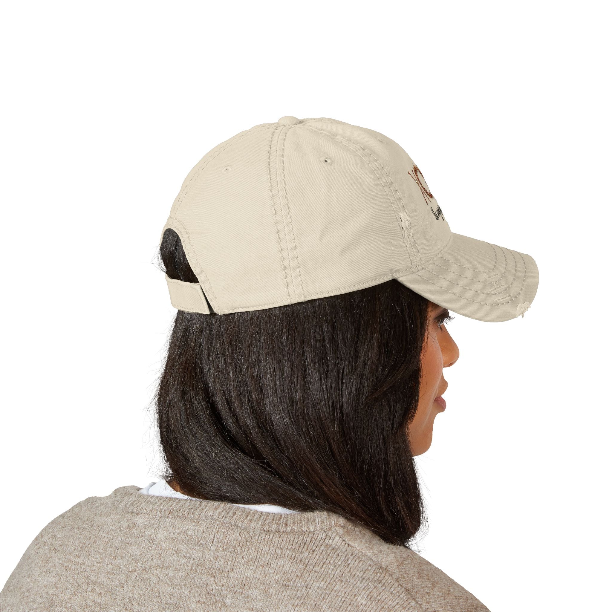 Distressed Embroidered Hat — "XOXO The Original Love Letters" Beige Cap