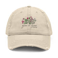 Grow in Grace Floral Embroidery Hat | distressed cotton cap