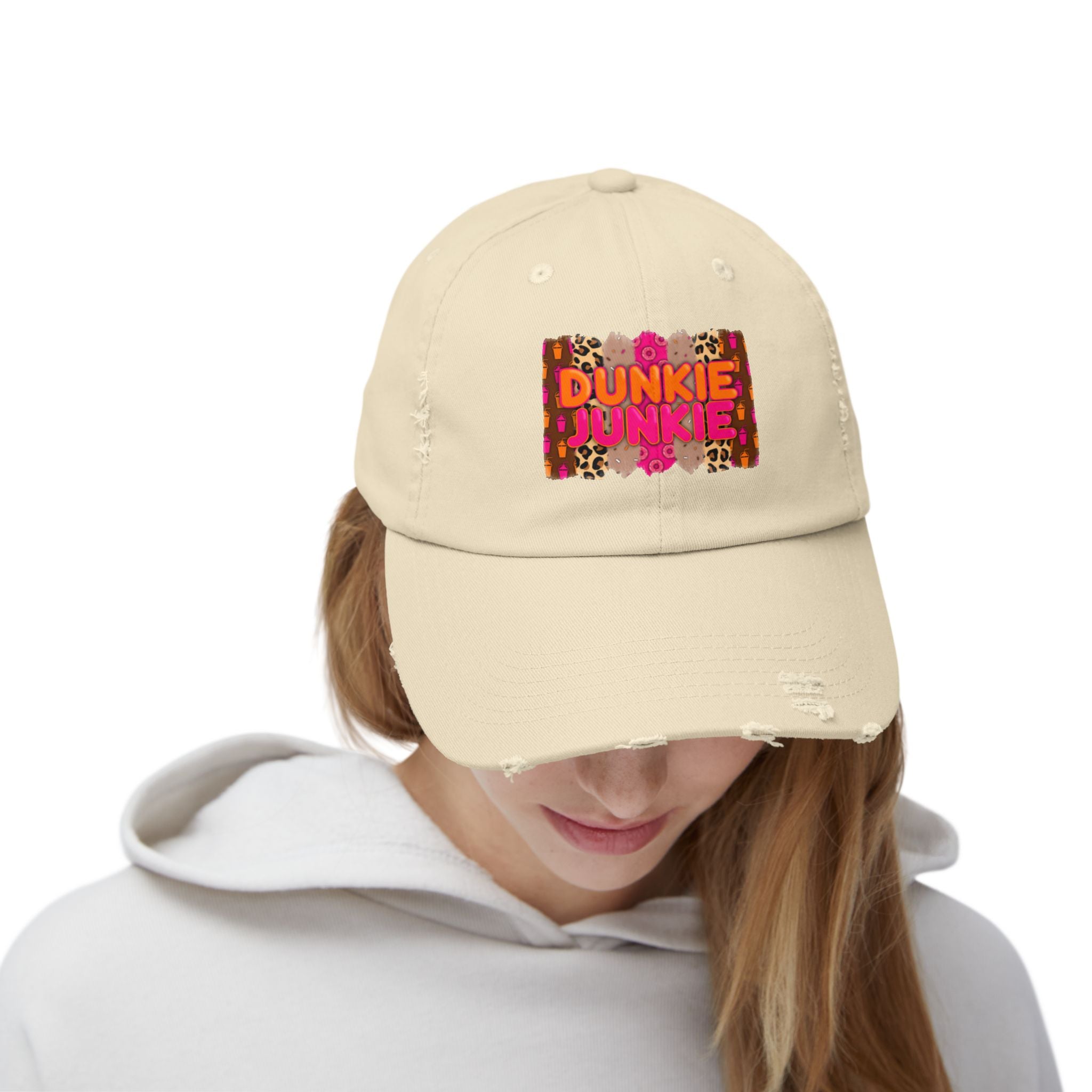 Dunkie Junkie Cap | distressed baseball hat, coffee donut themed