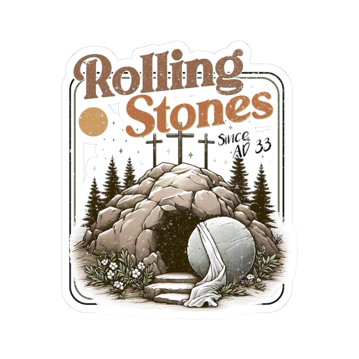 Rolling Stones Tomb & Empty Tomb Sticker | Kiss-Cut Vinyl Sticker