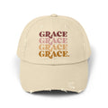 Grace stacked typography Cap | distressed beige hat | faith word design