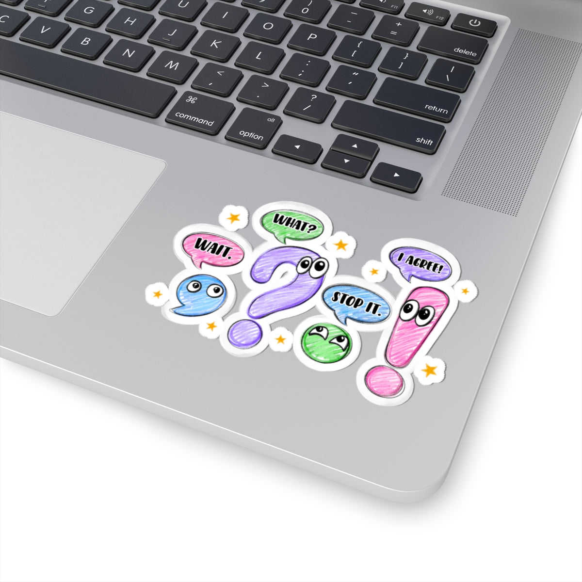 Cute Punctuation Characters Kiss-Cut Stickers | Question Mark, Exclamation, Speech Bubbles
