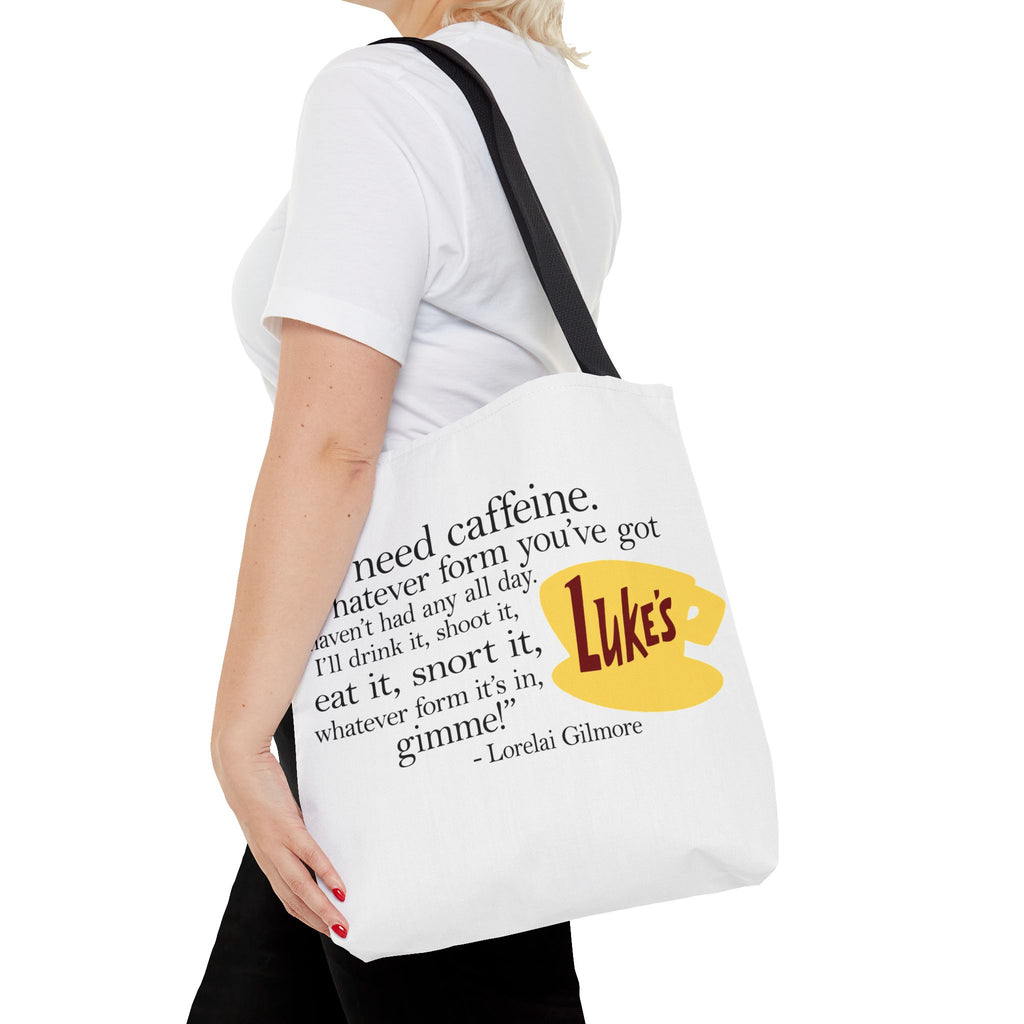 I Need Caffeine Quote Coffee Tote (Lorelai Gilmore)