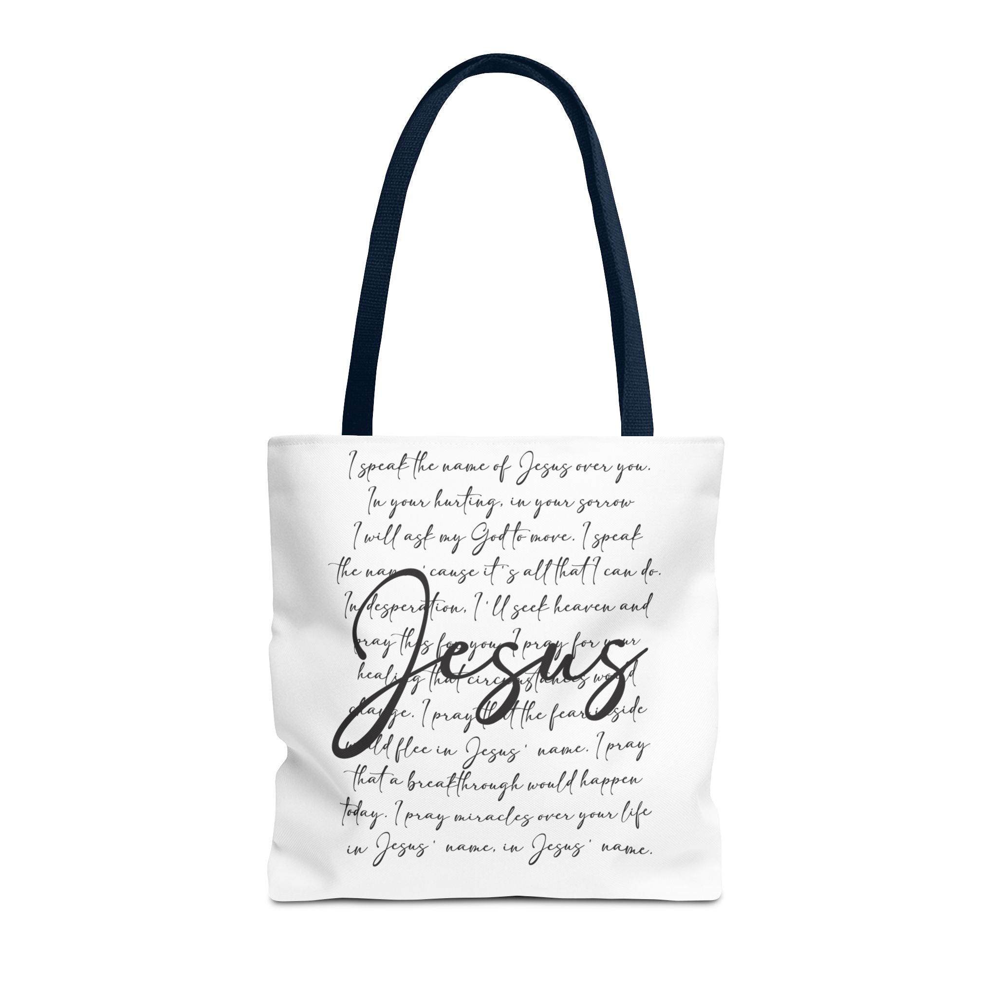 Jesus Script Prayer Tote Bag — Faith Inspirational Canvas Grocery Tote