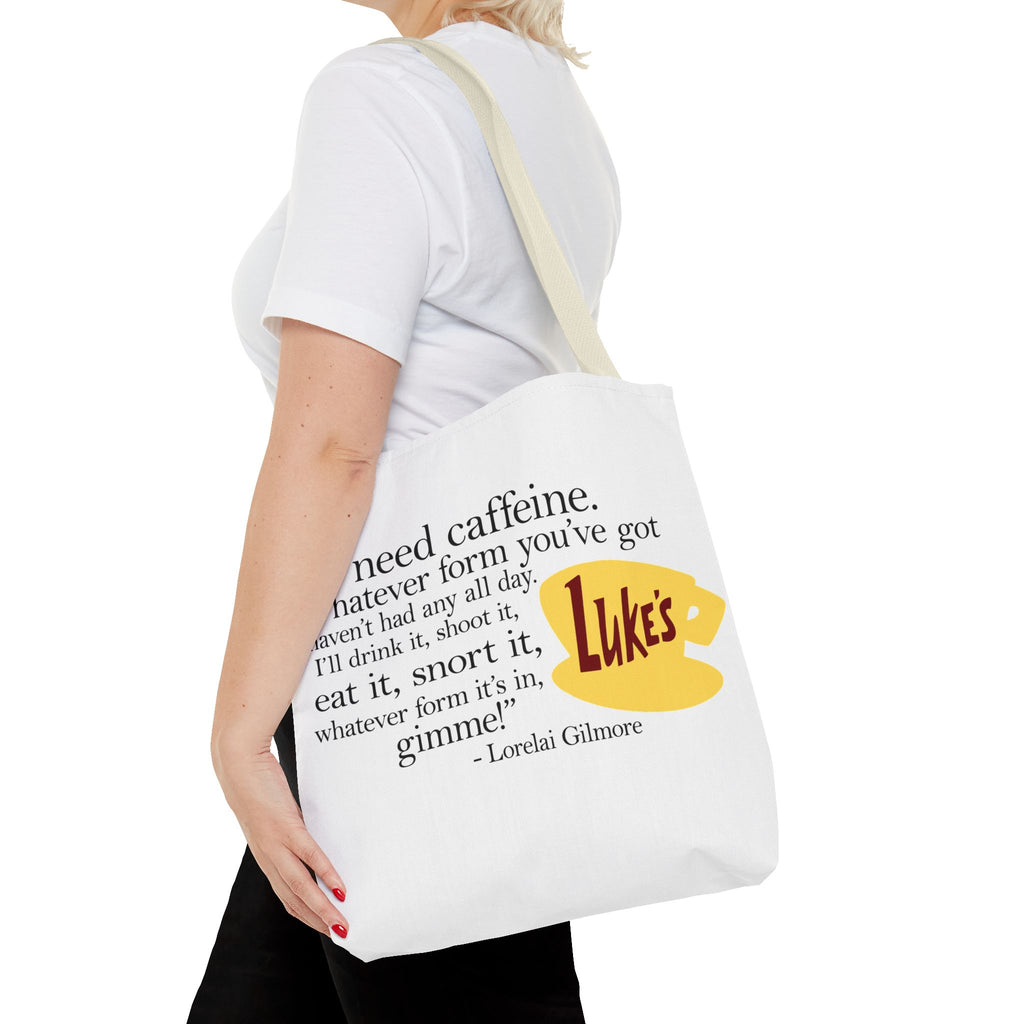 I Need Caffeine Quote Coffee Tote (Lorelai Gilmore)