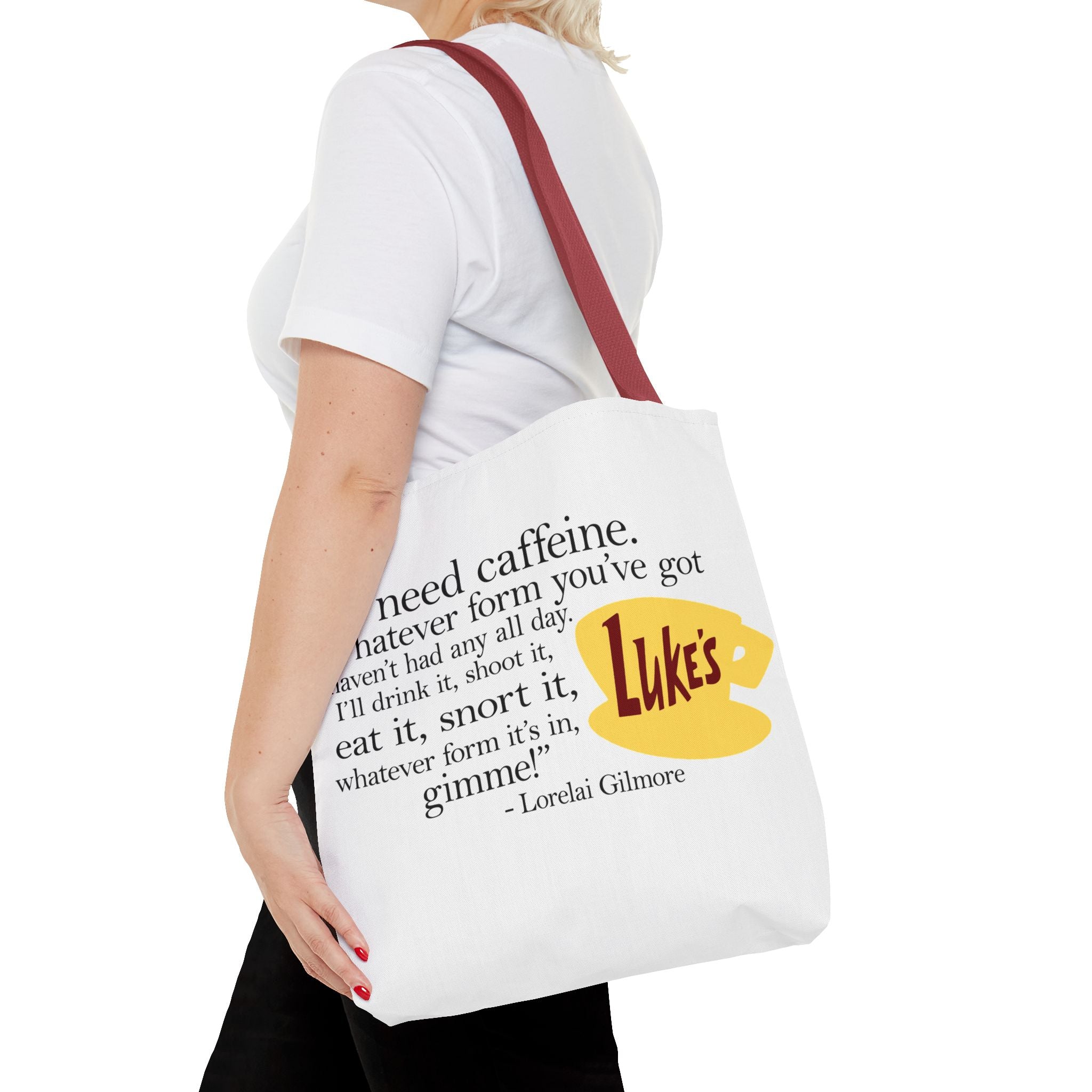 I Need Caffeine Quote Coffee Tote (Lorelai Gilmore)