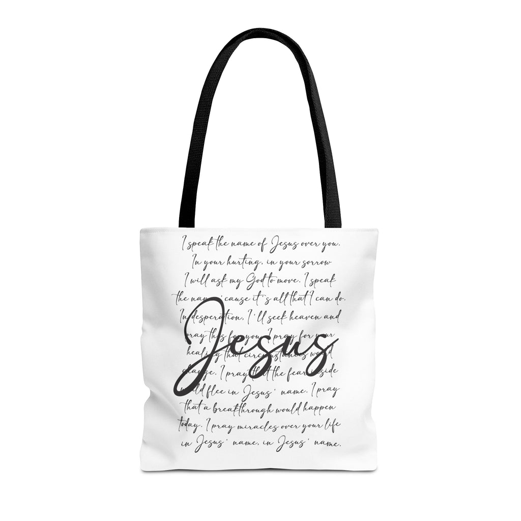 Jesus Script Prayer Tote Bag — Faith Inspirational Canvas Grocery Tote