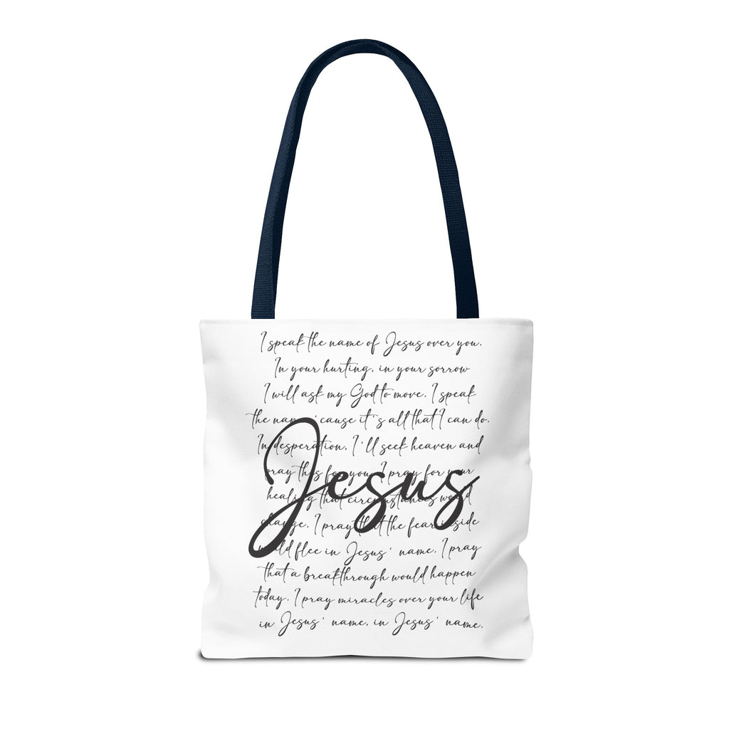 Jesus Script Prayer Tote Bag — Faith Inspirational Canvas Grocery Tote