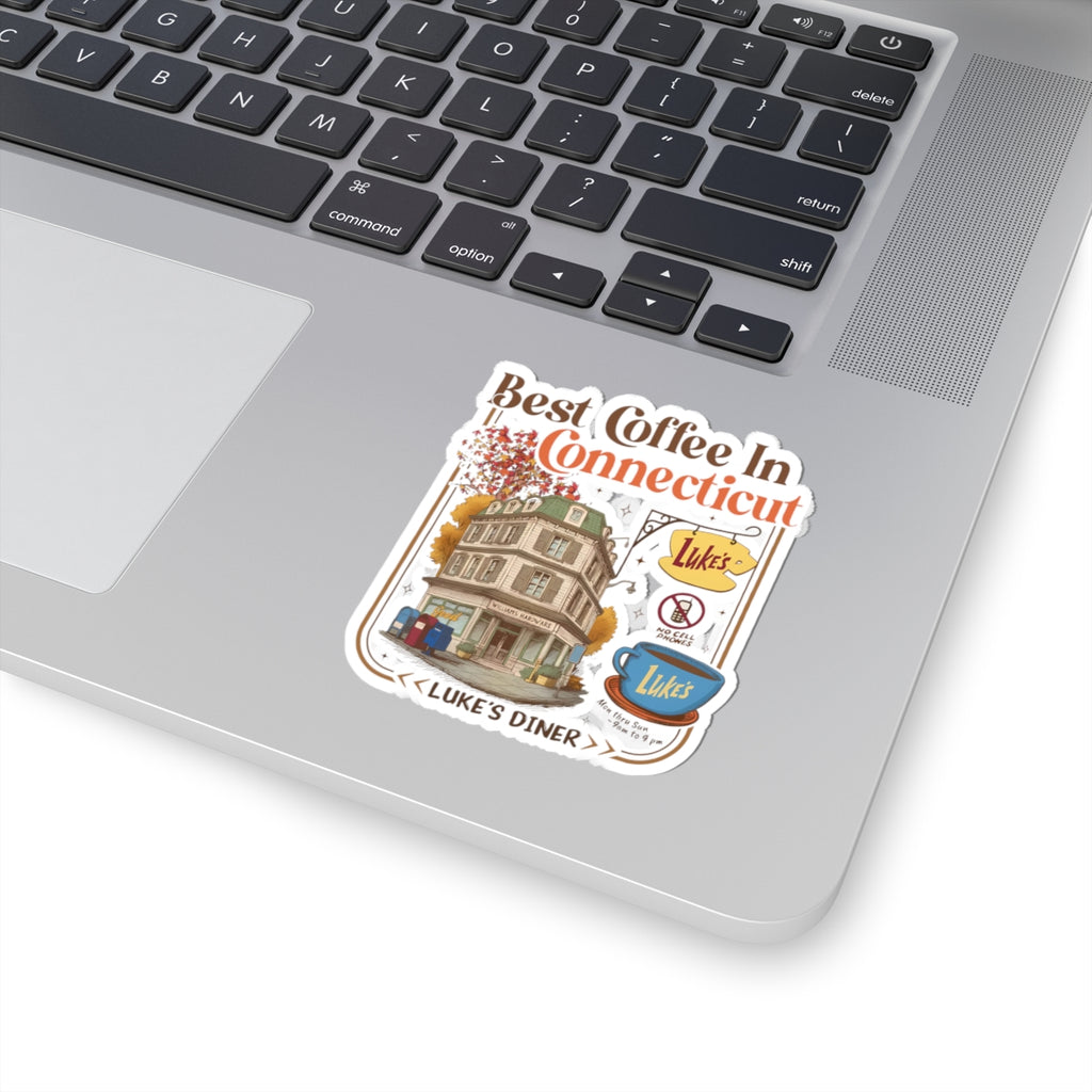 Best Coffee In Connecticut Kiss-Cut Sticker | Luke's Diner Illustration