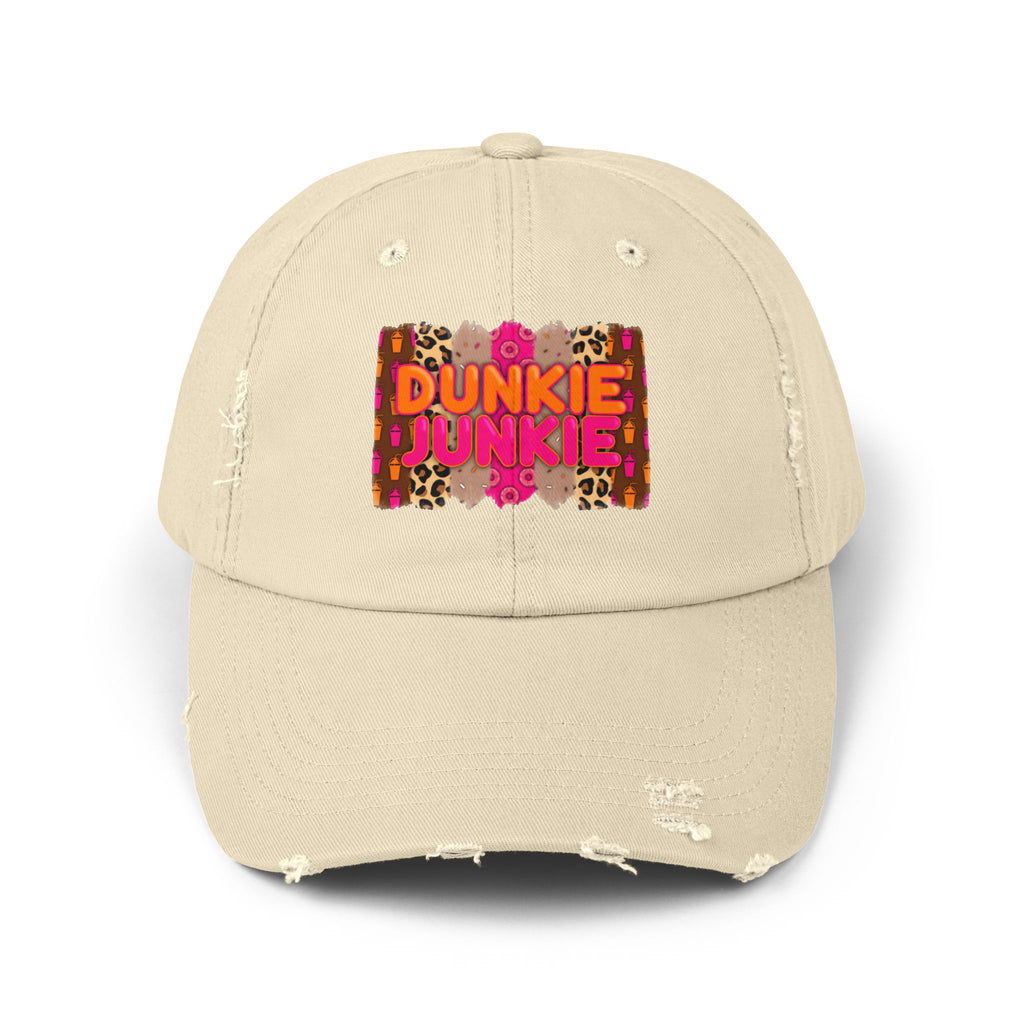 Dunkie Junkie Cap | distressed baseball hat, coffee donut themed