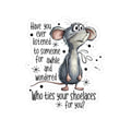 Kiss-Cut Sticker — Cute Thoughtful Mouse: "Who Ties Your Shoelaces For You?"