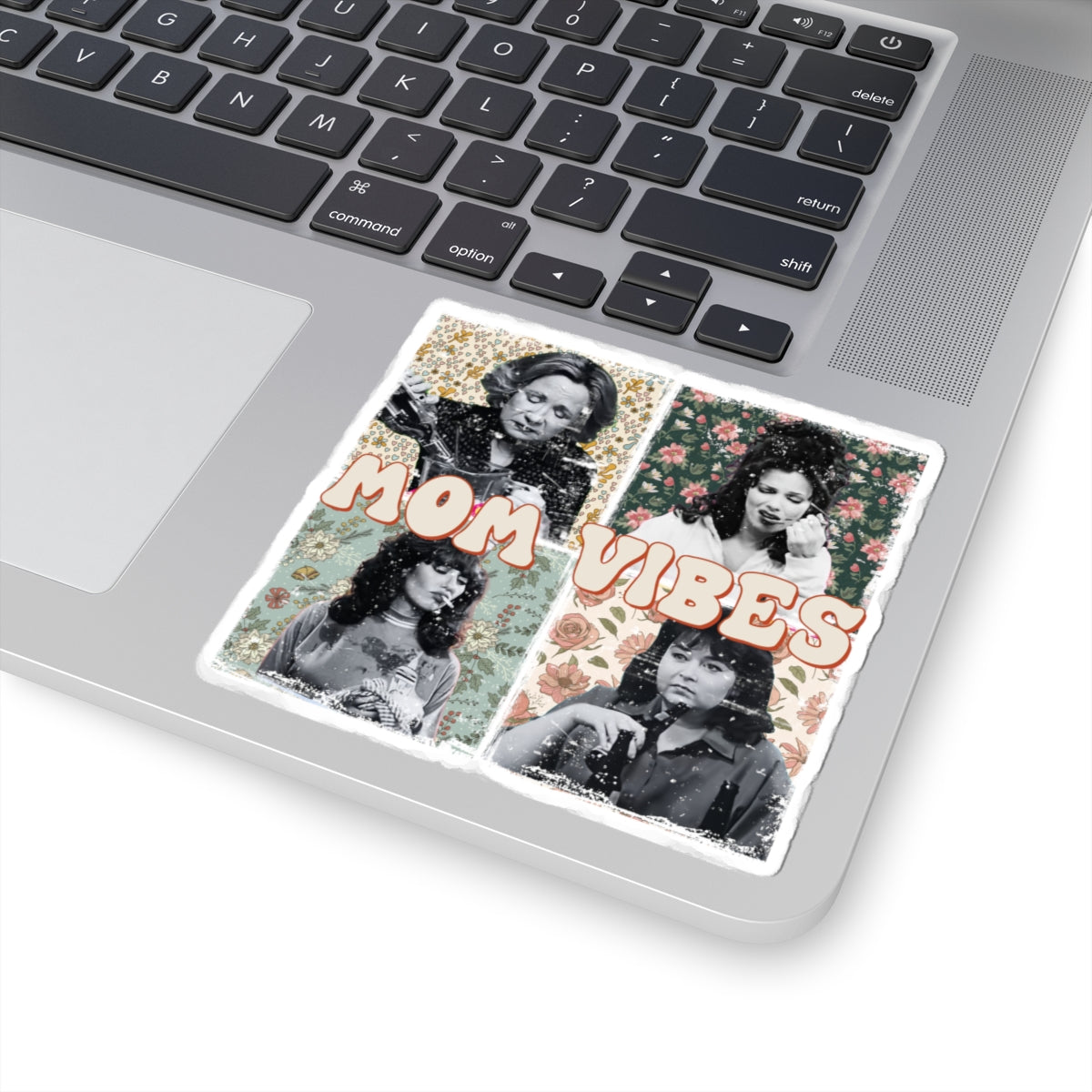 Mom Vibes Kiss-Cut Sticker | Retro Floral TV Moms collage