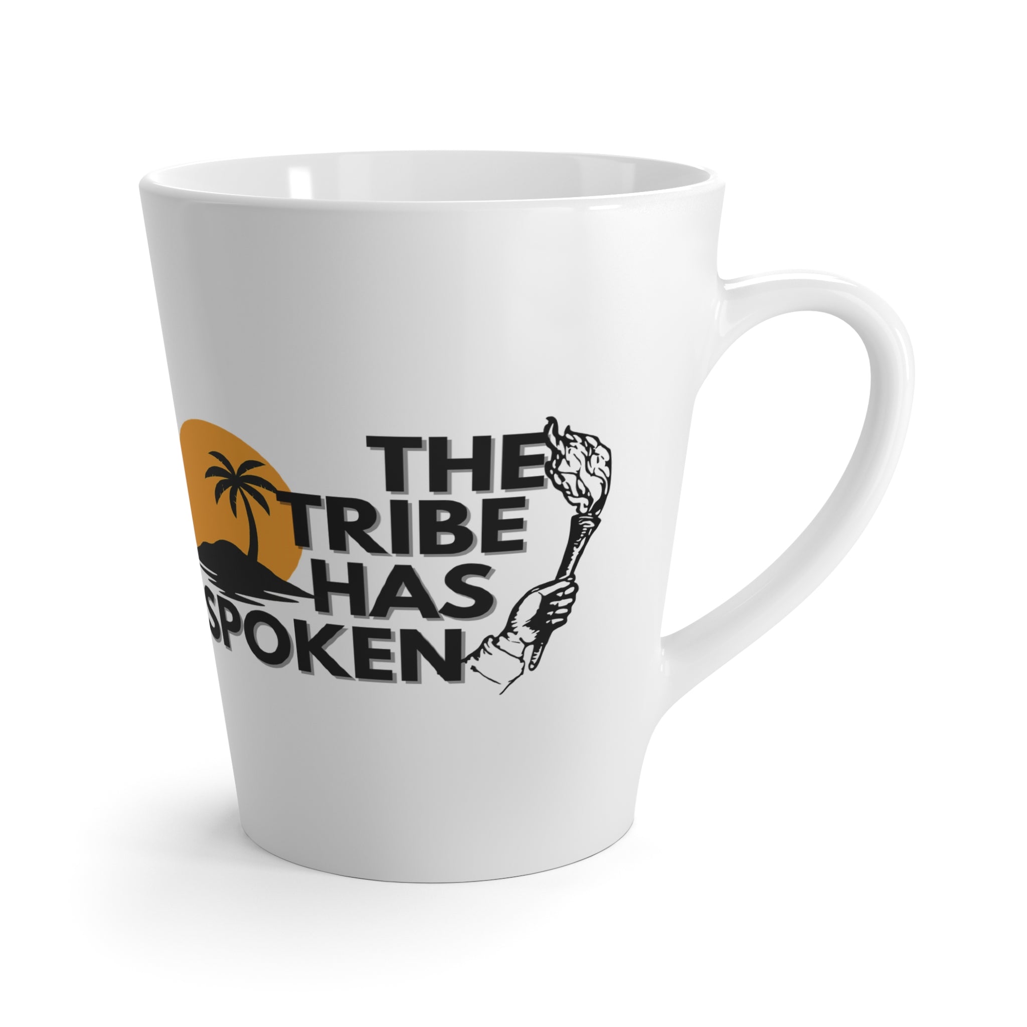 Latte Mug — 'The Tribe Has Spoken' Tropical Island Coffee Cup